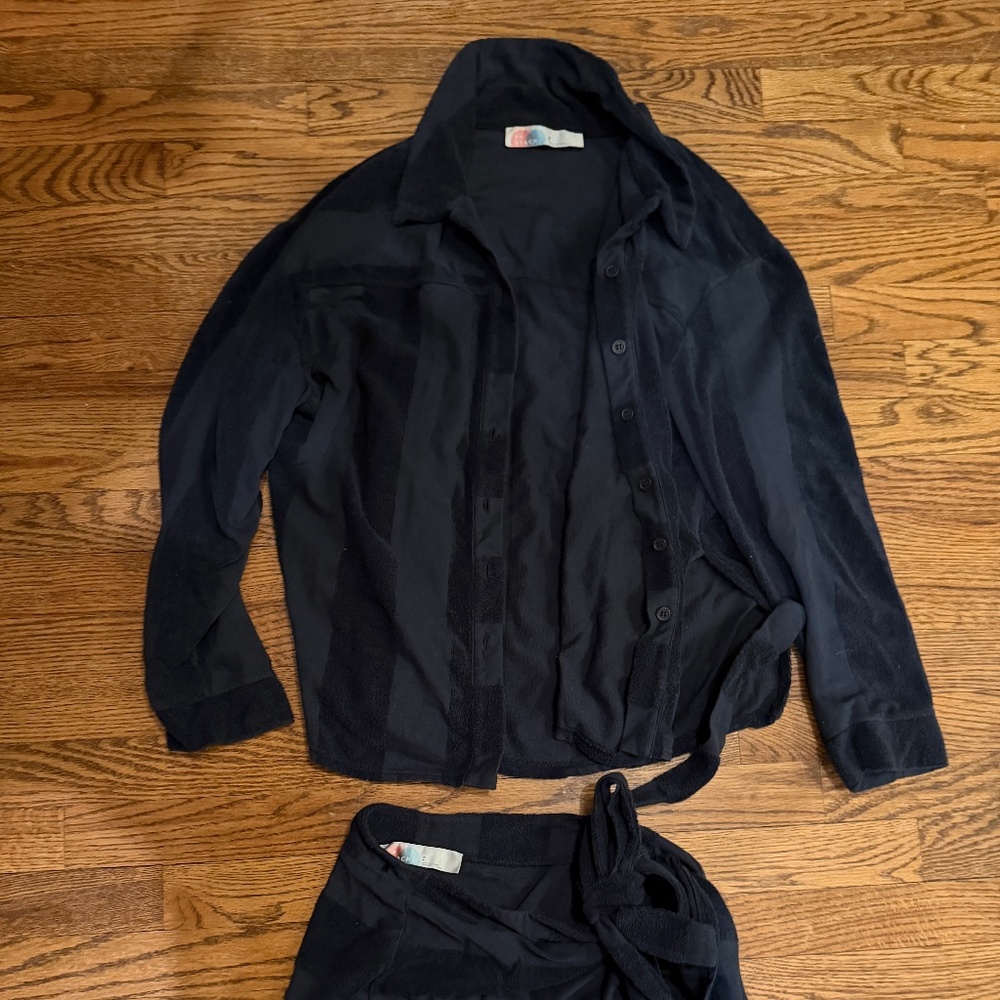 S Free People Black Beach Set - Button Down & Skirt
